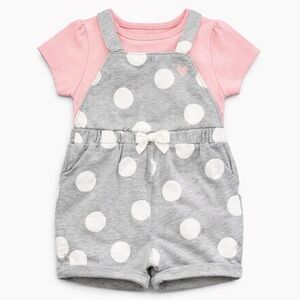 Carter’s Baby Girl 18M 2-Piece Overall Shorts Set Polka Dot Pink